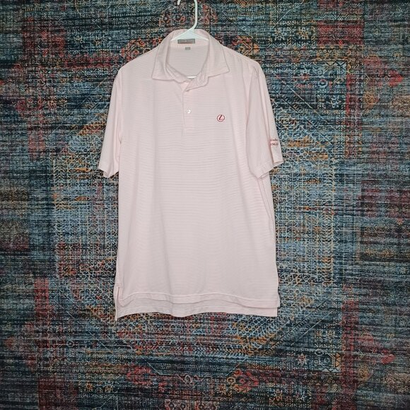 Peter Millar Other - Peter Millar mens white an pink Lexus striped Summer Comfort golf polo M EUC